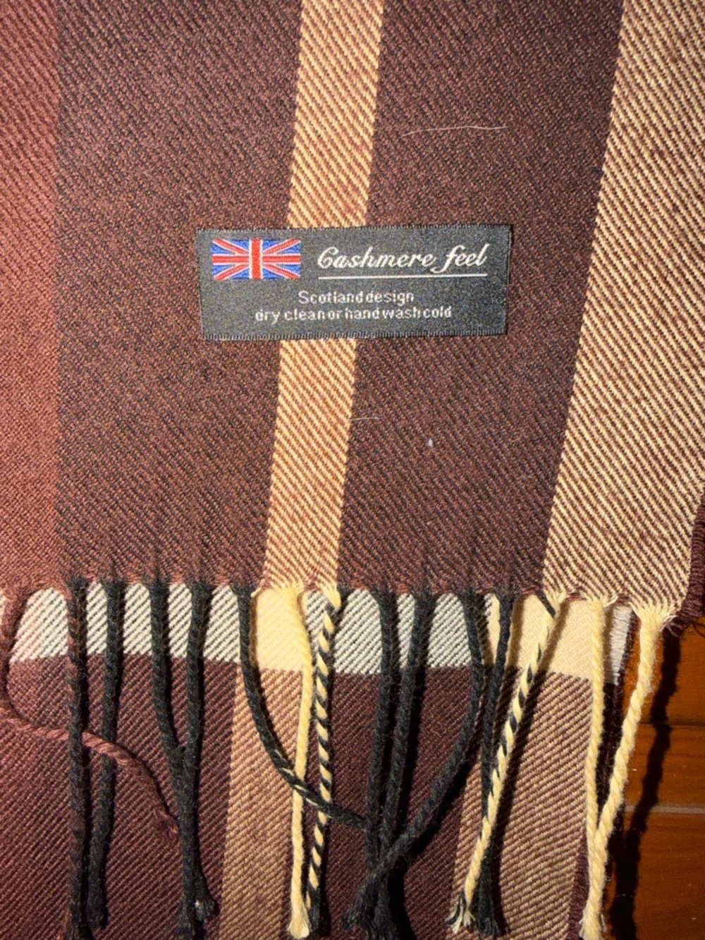 Cashmere Feel Women's Brown & Tan Striped Scarf